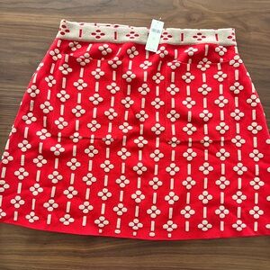 Maeve Vibrant Red and Cream Knit Skirt